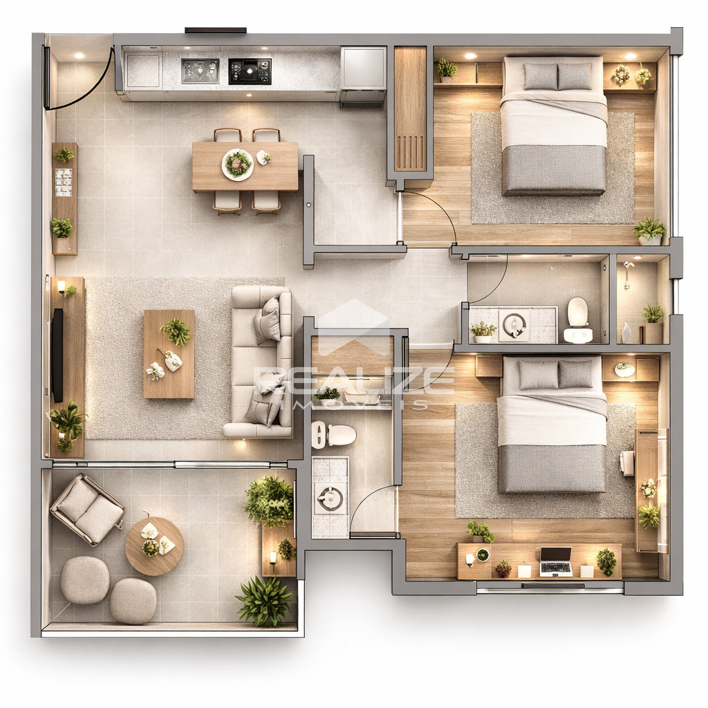 Apartamento à venda no Edifício Altus 2 quartos (1 Suíte). 