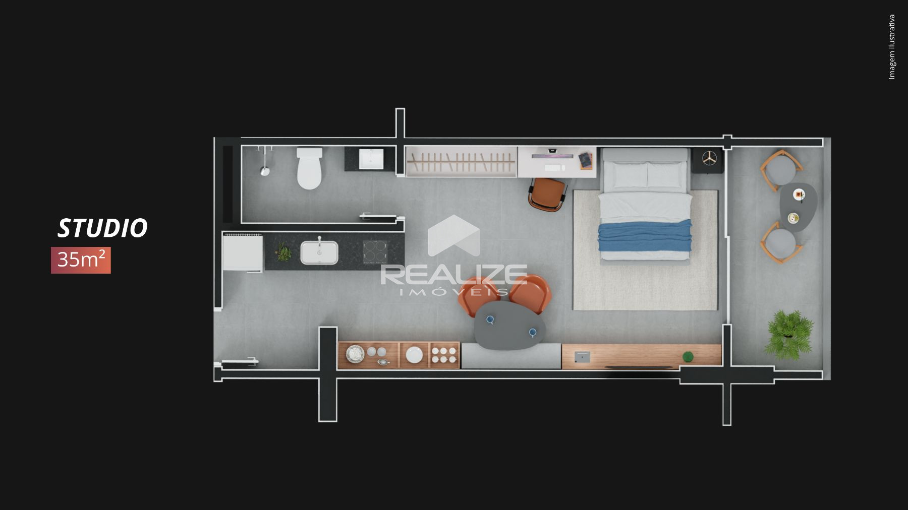 Apartamento Studio à venda no Edifício Liv Sintonia.