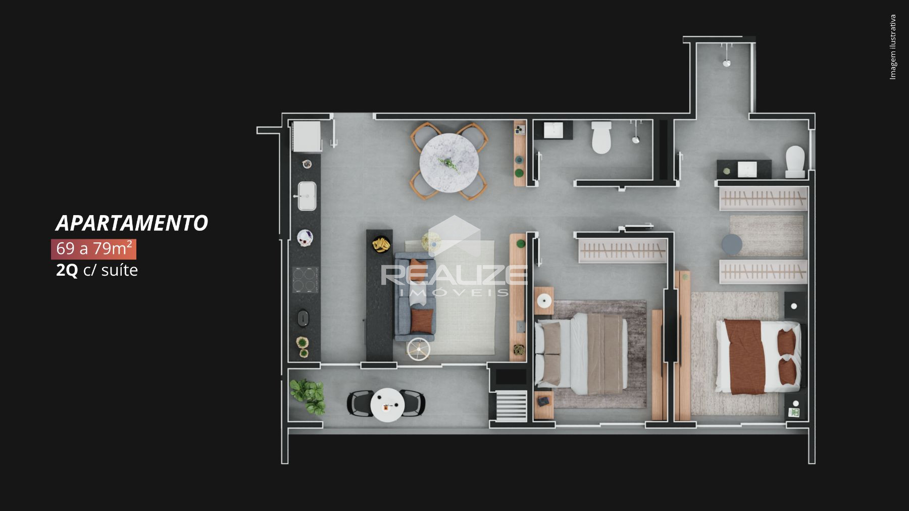 Apartamento à venda no Edifício Liv Sintonia com 2 Quarto (1 Suite). 