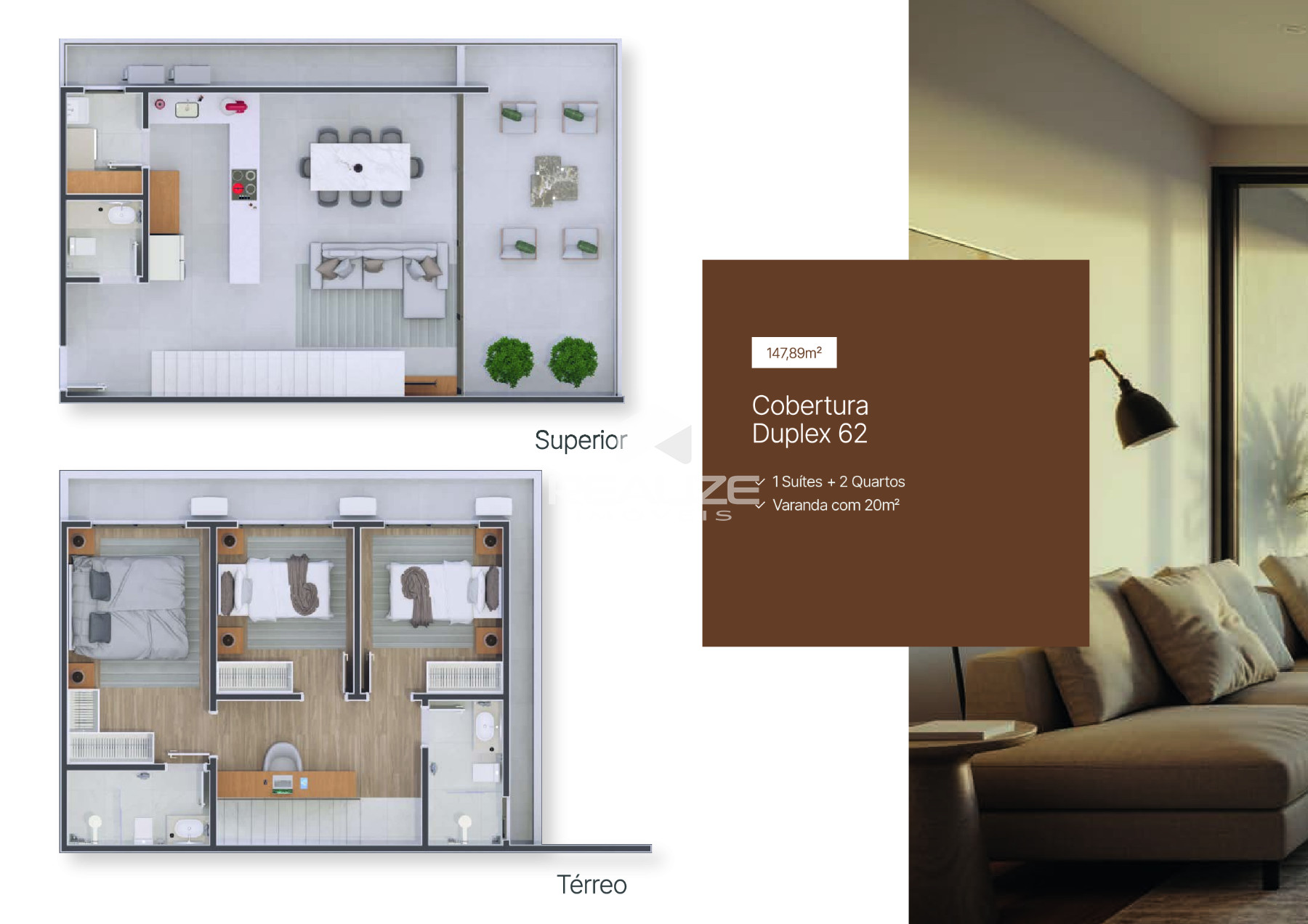 Apartamento Duplex venda no Edifcio Varandas com 3 Quartos (1 Sute).