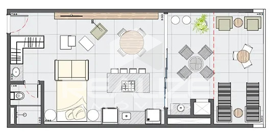 Apartamento studio à venda no Edifício Vision Iguassu.