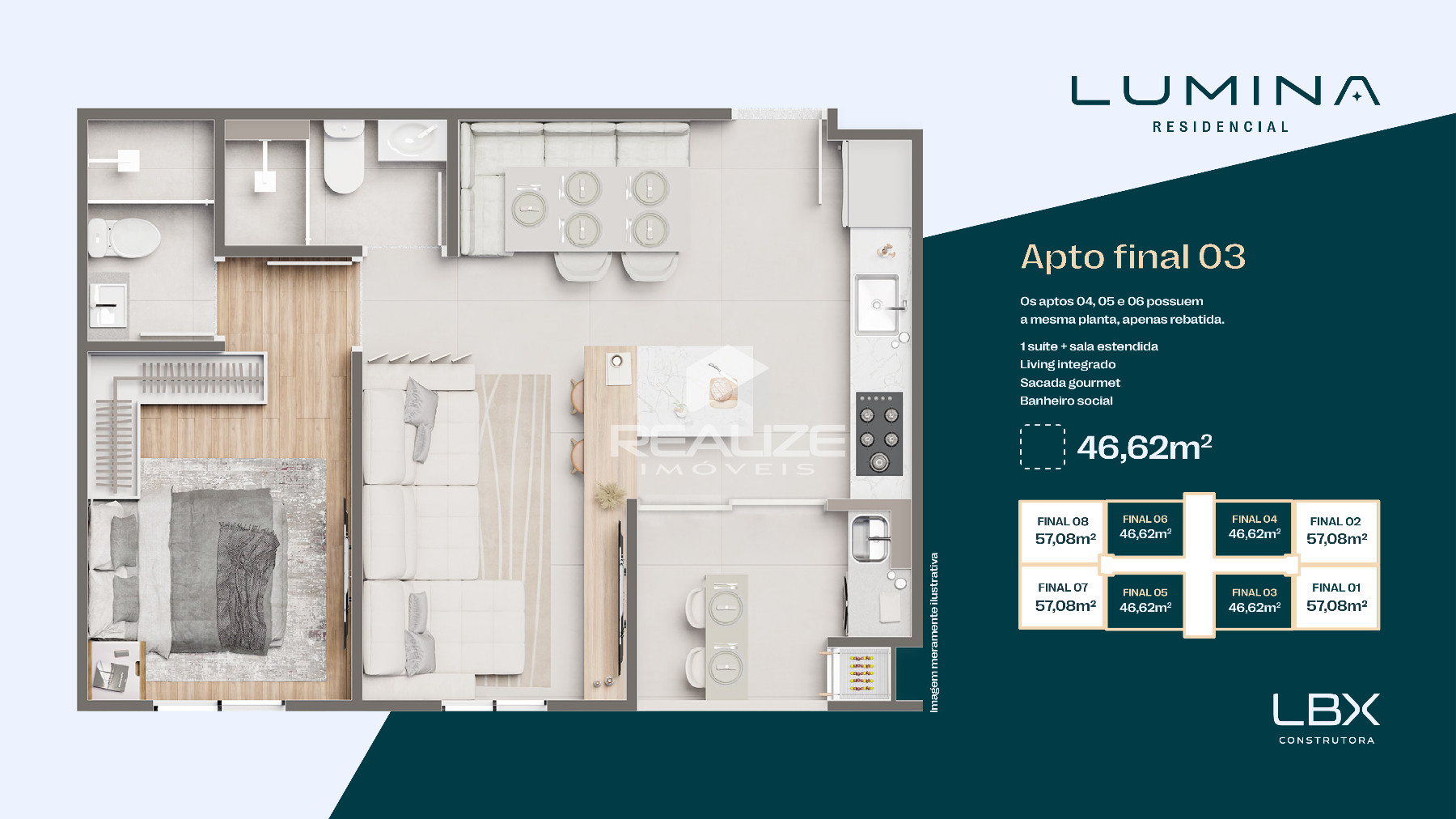 Apartamento à venda no Residencial Lumina com 1 Suite. 