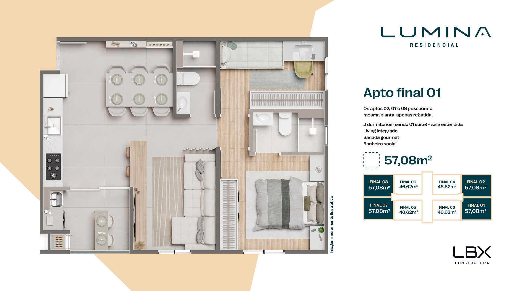 Apartamento à venda no Residencial Lumina com 2 (1 Suíte)