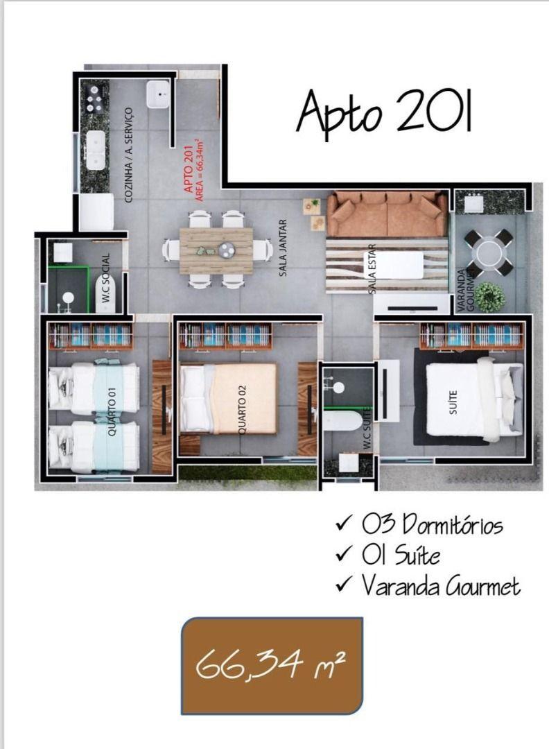 Apartamento com 03 dormitórios à venda por R$ 360.000 - Altipl...