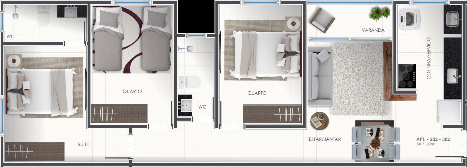 Apartamento com 02/03 dormitórios à venda por R$ 216.000 - Cri...