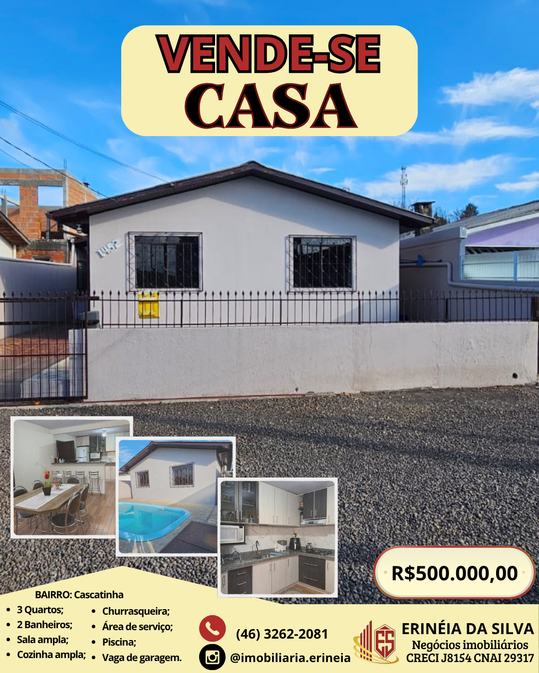 Casa com piscina disponível para venda