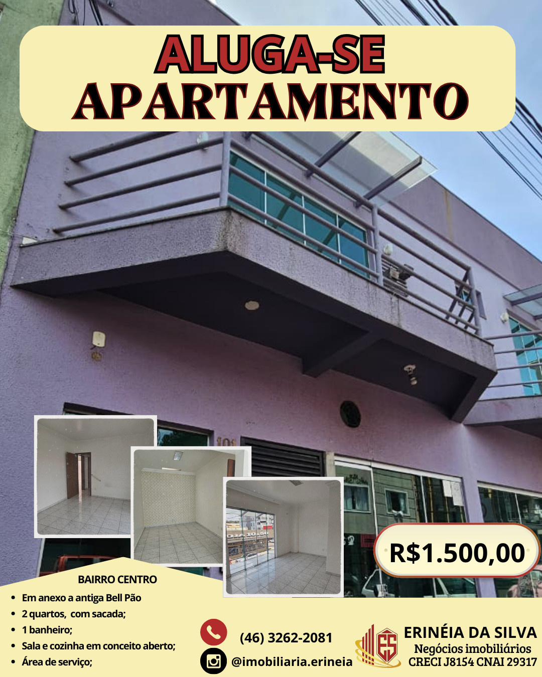Apartamento disponível para locação no CENTRO