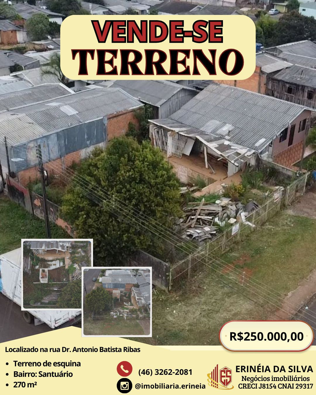 Terreno de esquina disponível para venda