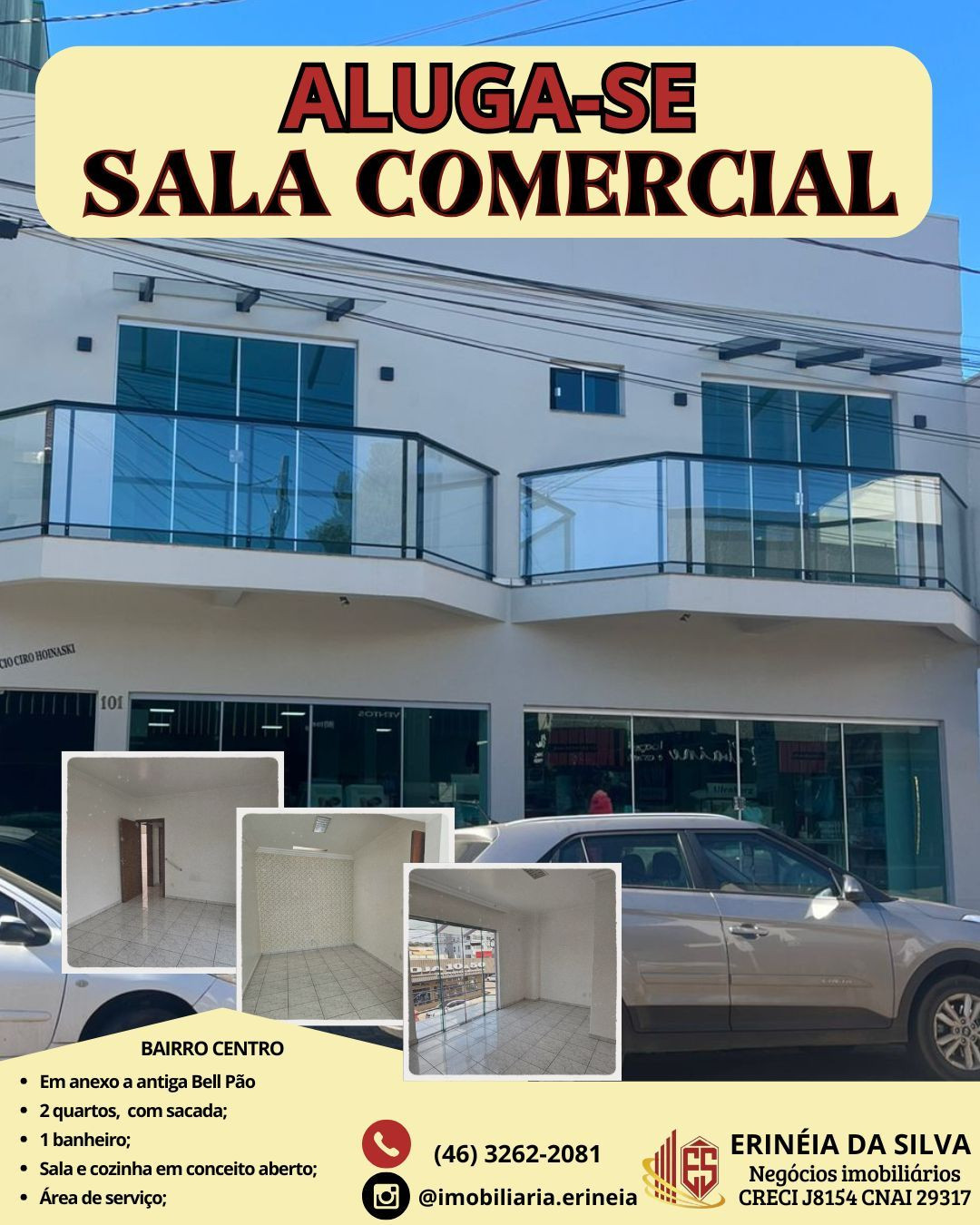 Sala comercial disponível para locação no CENTRO