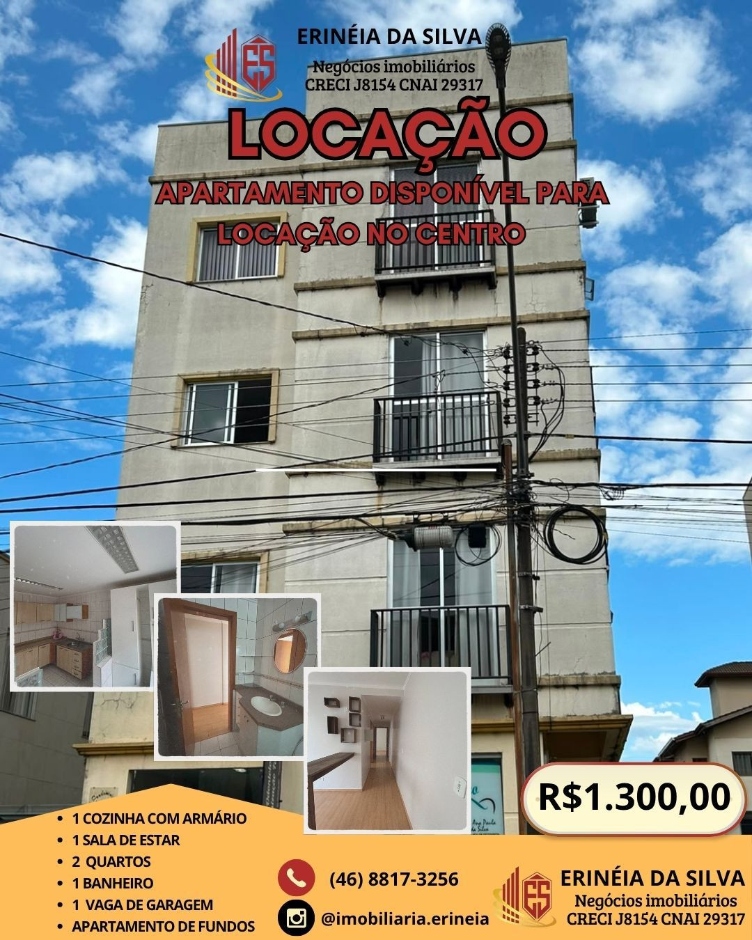 APARTAMENTO DISPONÍVEL PARA LOCAÇÃO NO CENTRO