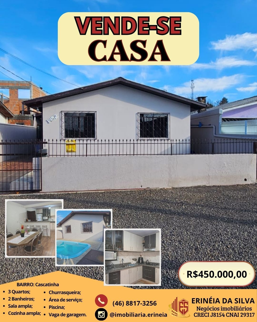 Casa com piscina disponível para venda