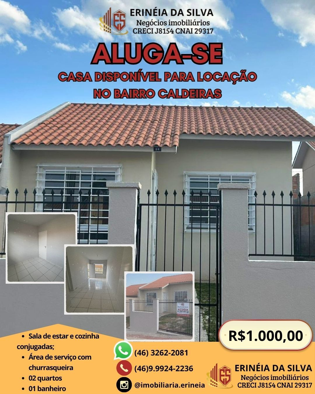CASA DISPONÍVEL PARA LOCAÇÃO NO BAIRRO CALDEIRAS
