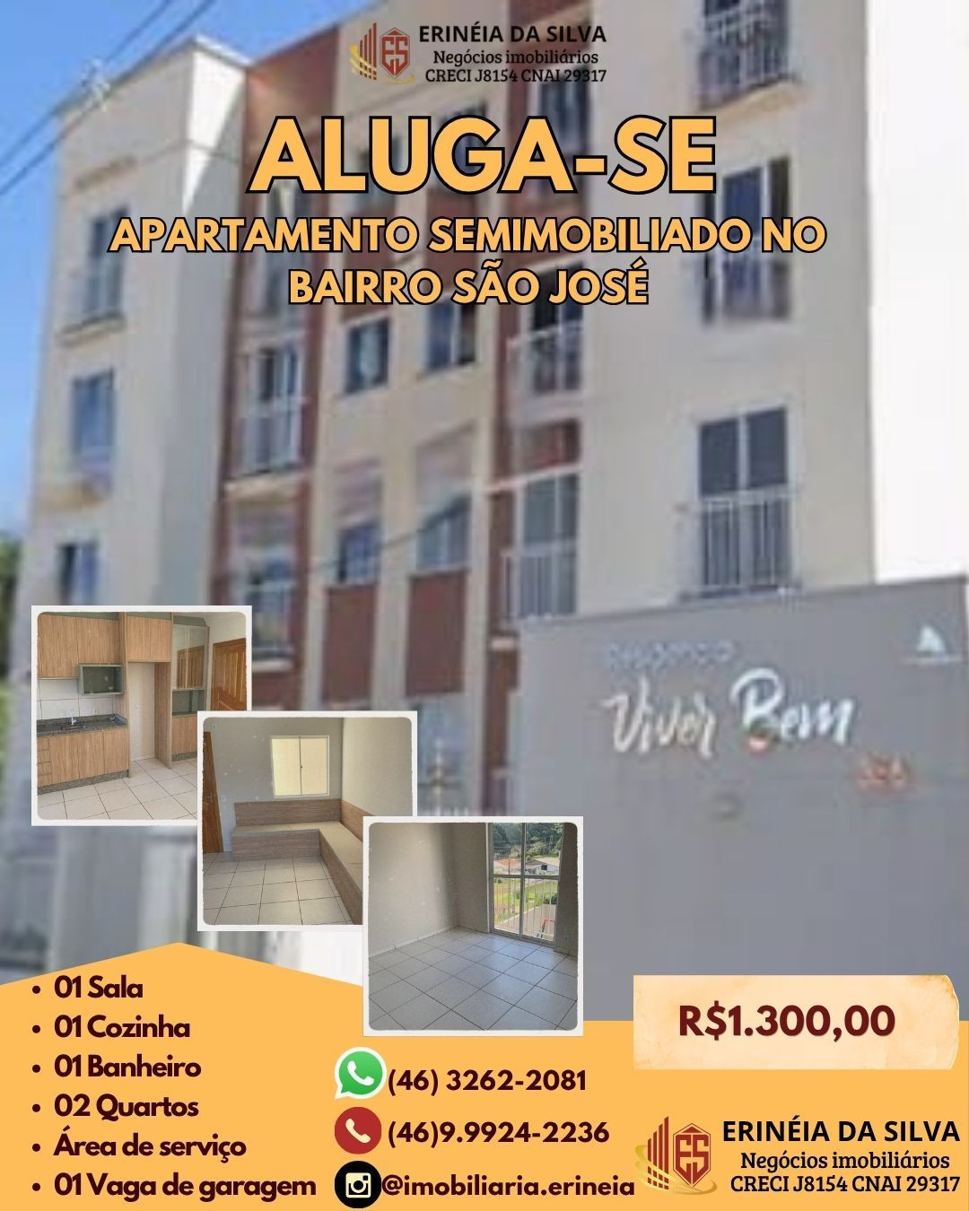 APARTAMENTO SEMIMOBILIADO DISPONÍVEL PARA LOCAÇÃO