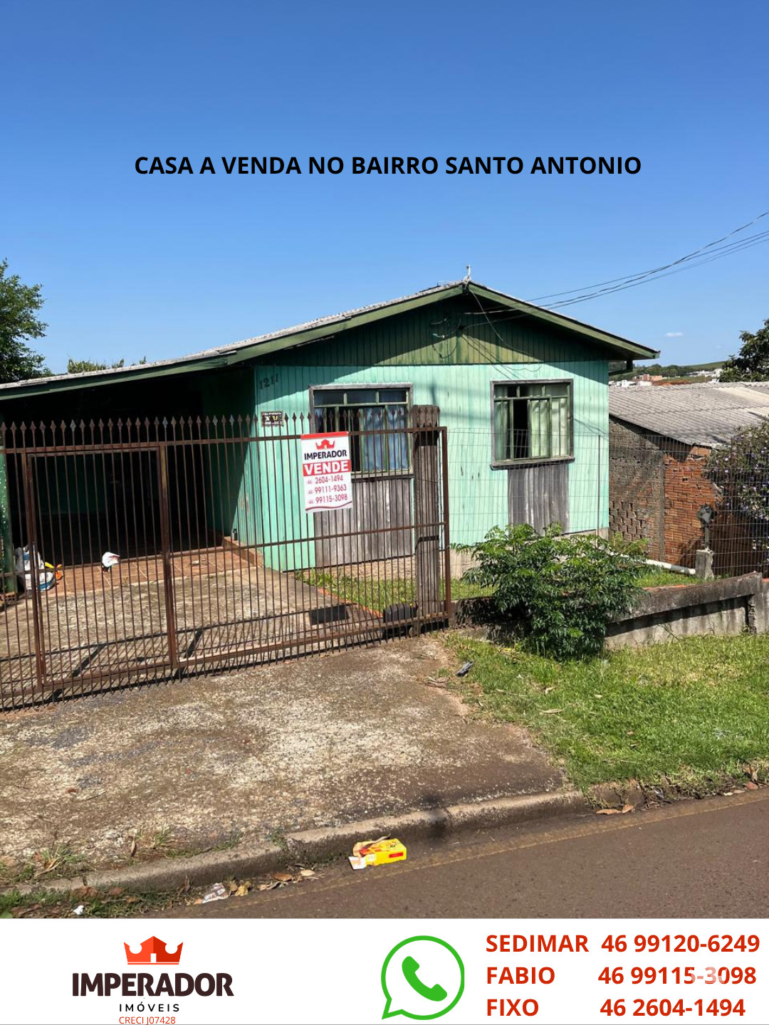 CASA A VENDA NO BAIRRO SANTO ANTONIO