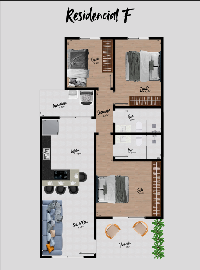 CASAS MCMV COM SUÍTE +2 QUARTOS