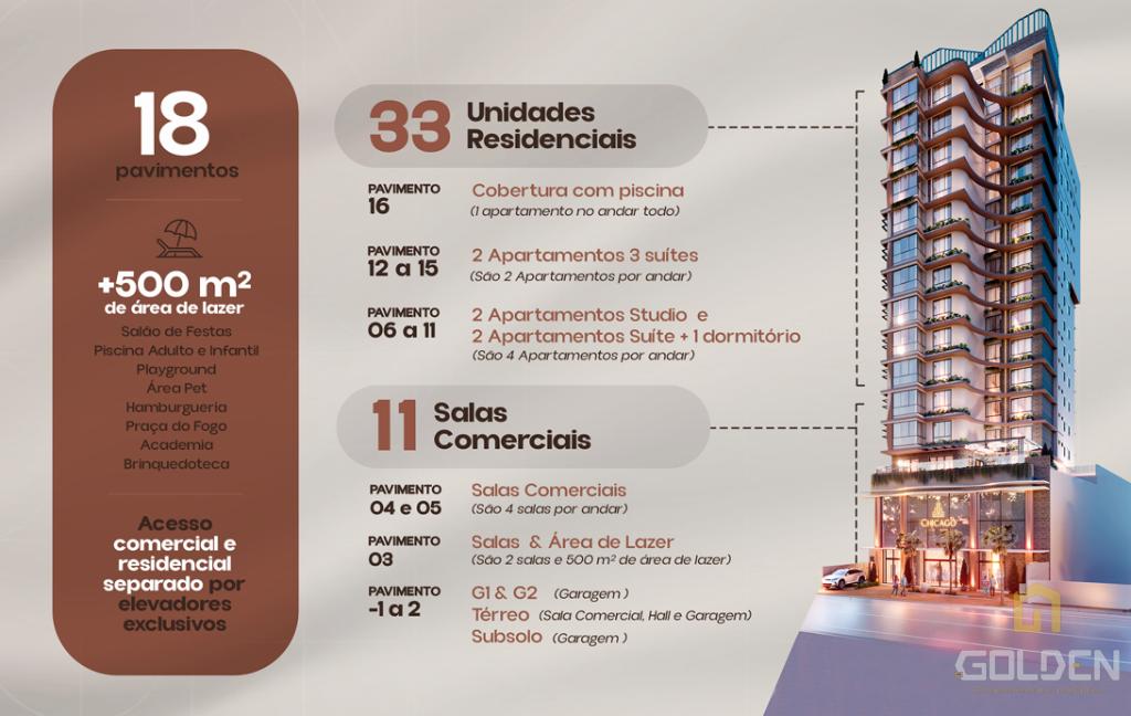 APARTAMENTO STUDIO - EDIFICIO CHICAGO - LANÇAMENTO