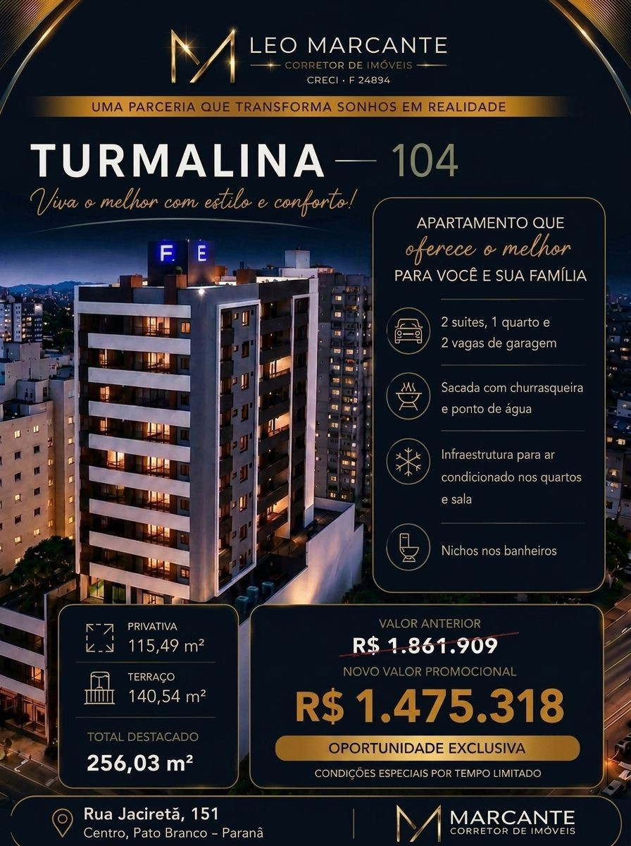 APARTAMENTO NO EDIFICIO TURMALINA COM DUAS SUITES MAIS 1 DORMI...