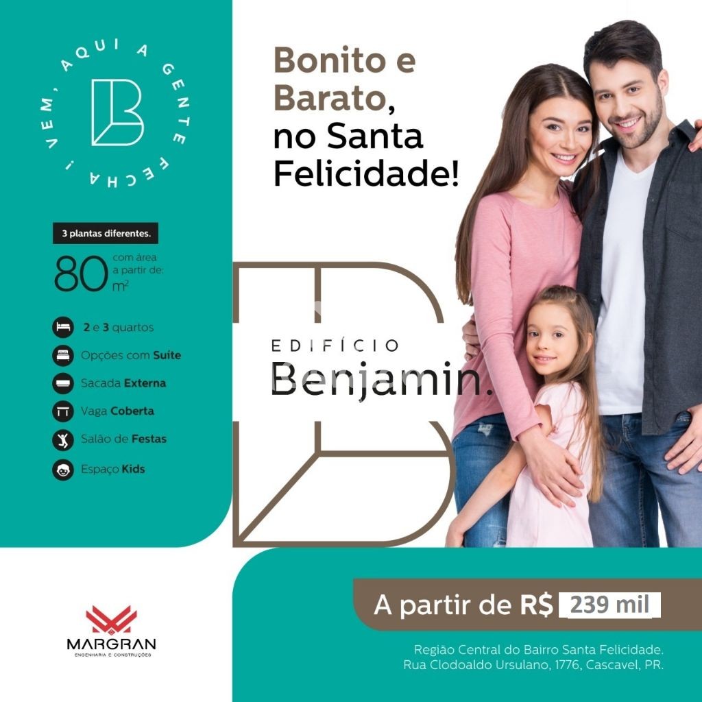 APARTAMENTO NO EDIFCIO BENJAMIN (BAIRRO SANTA FELICIDADE)