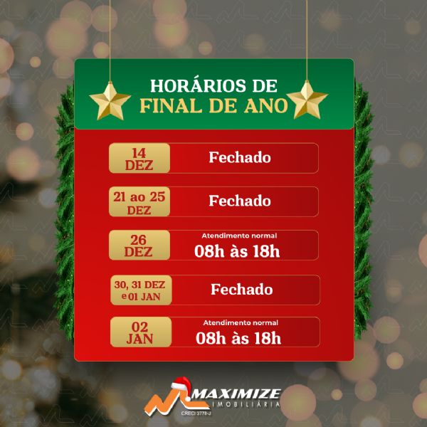 Hor�rios de atendimento em dezembro! 